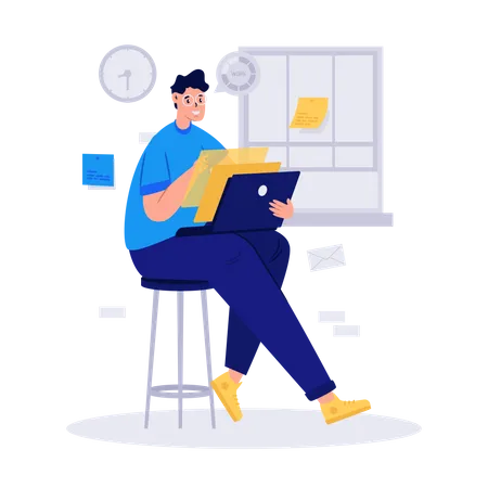 Man working on laptop  Illustration