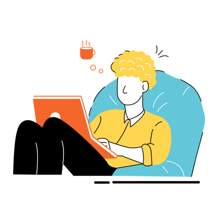 Man Working on Laptop  Illustration