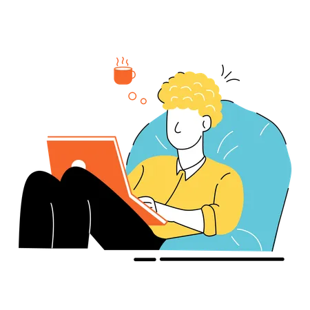 Man Working on Laptop  Illustration