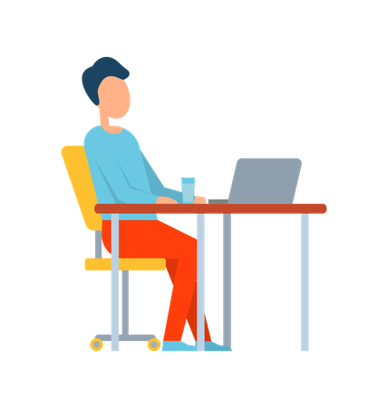 Man Working on Laptop  Illustration