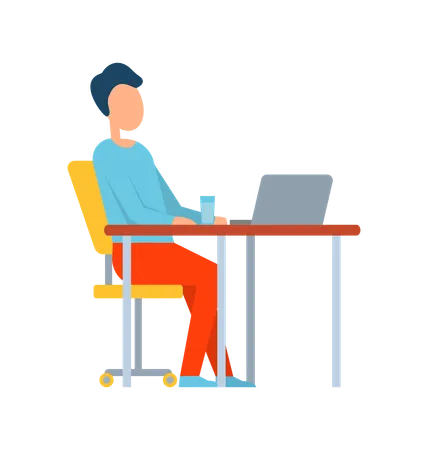 Man Working on Laptop  Illustration