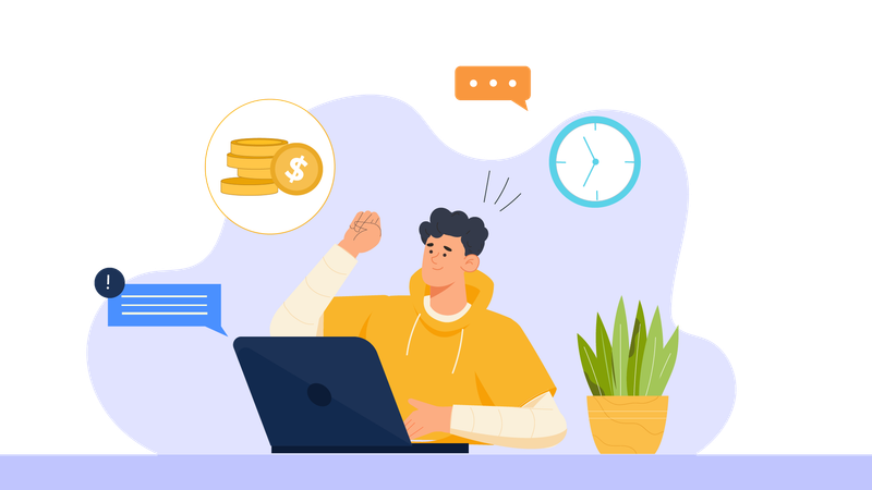 Man working on laptop  Illustration