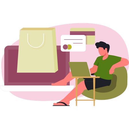 Man working on laptop  Illustration