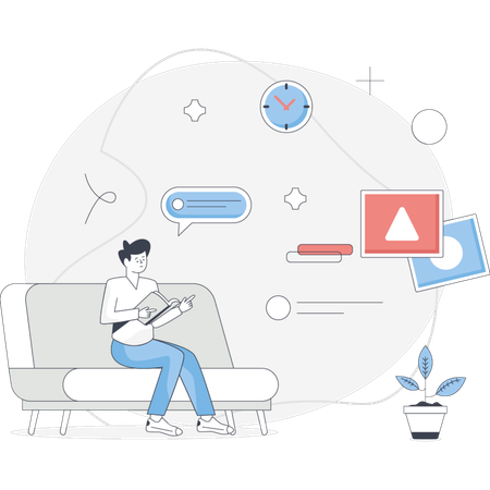 Man working on laptop  Illustration