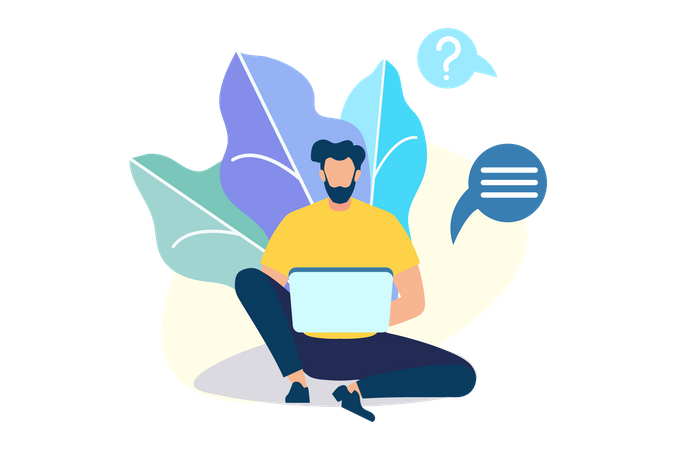 Man working on laptop  Illustration
