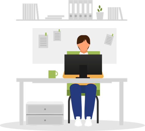 Man working on laptop  Illustration
