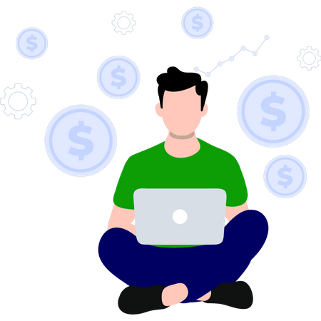 Man working on laptop  Illustration