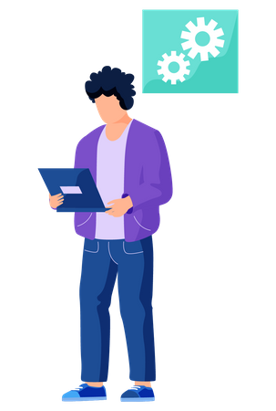 Man working on laptop  イラスト