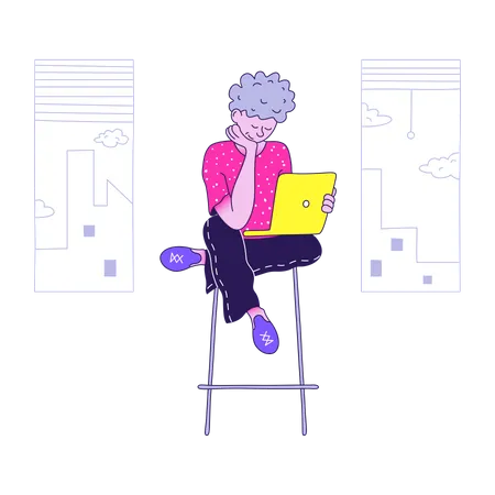 Man working on laptop in office  Illustration