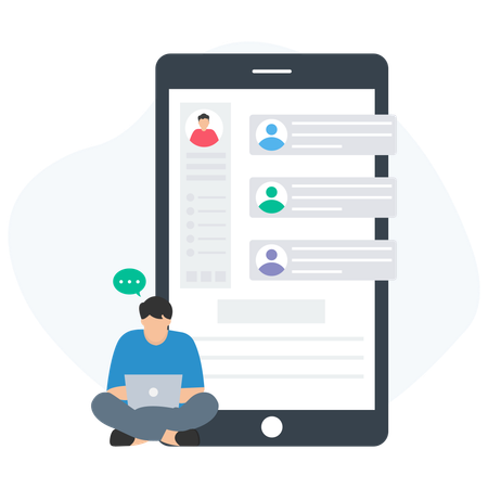 Man working on laptop while doing Email Invitation  Illustration