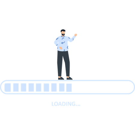Man working on loading bar  Illustration