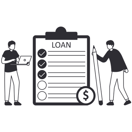 Man working on Loan Disbursement  Illustration