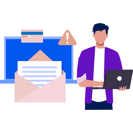 Man working on mail document  Illustration