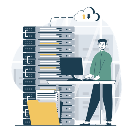 Man working on maintenance procedure  Illustration