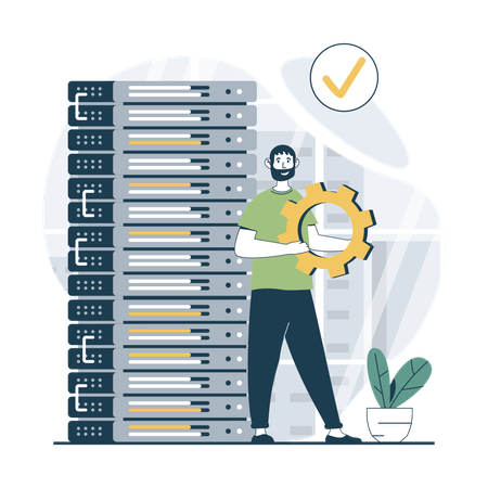 Man working on maintenance procedure  Illustration