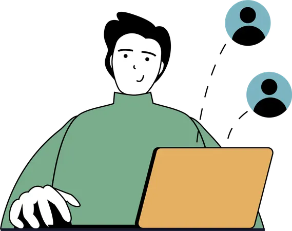 Man working on market strategy  Illustration