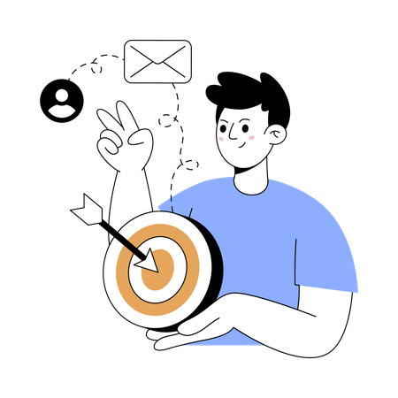 Man working on marketing plans  Illustration