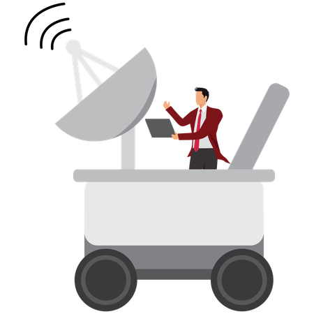 Man working on mars rover  Illustration