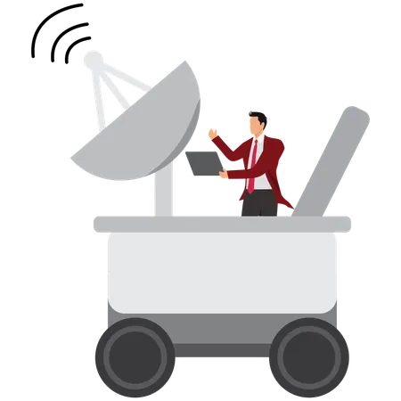 Man working on mars rover  Illustration