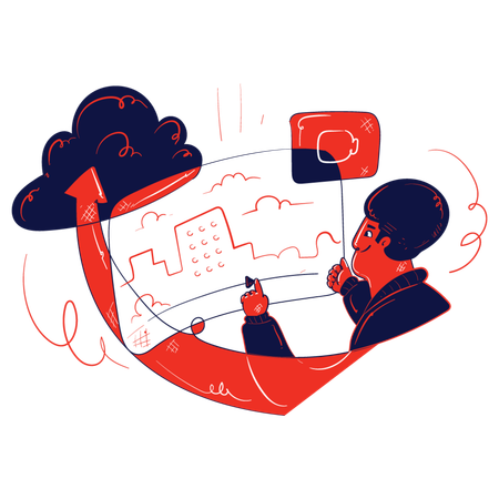 Man working on media clip  Illustration