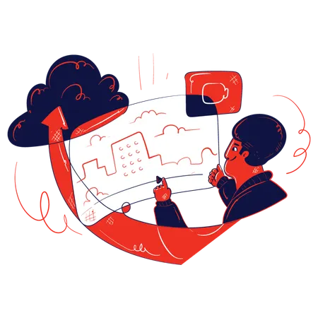Man working on media clip  Illustration