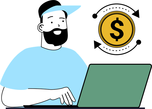 Man working on money exchange  Illustration