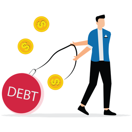 Man working on Money management  Illustration