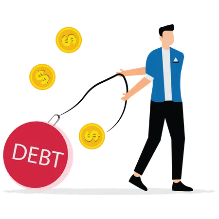 Man working on Money management  Illustration