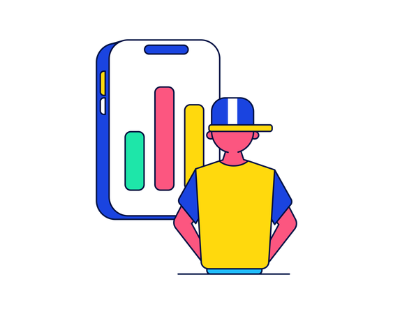 Man working on monthly budgeting  Illustration