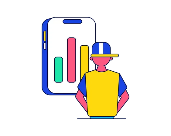Man working on monthly budgeting  Illustration