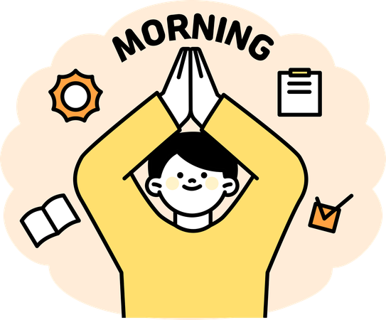 Man working on morning routine  Illustration