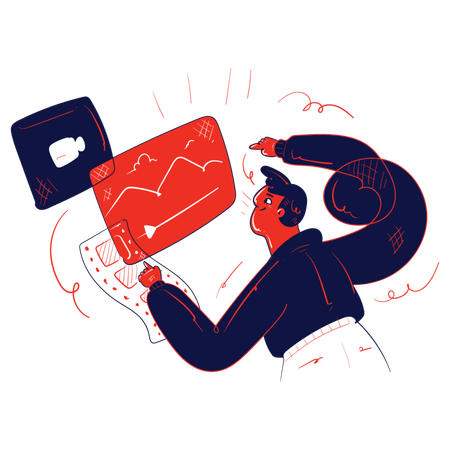 Man working on multimedia clip  Illustration