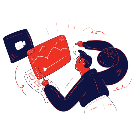 Man working on multimedia clip  Illustration