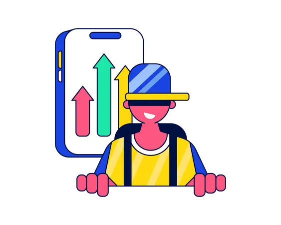 Man working on mutual fund investment  Illustration