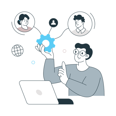 Man working on Network Management  Illustration