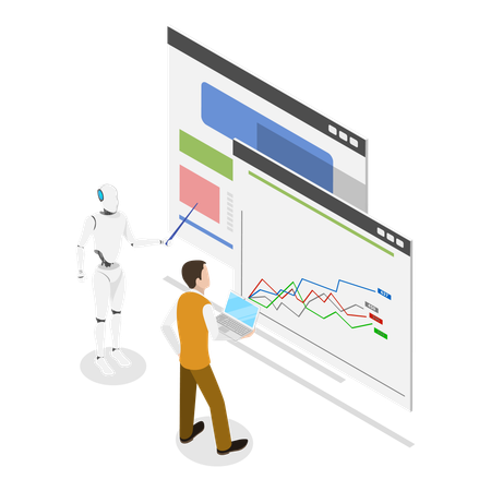 Man working on Neural Networks  Illustration