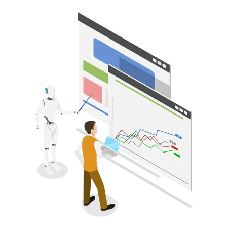 Man working on Neural Networks  Illustration