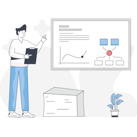 Man working on online assessment  Illustration