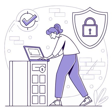Man working on online banking security  Illustration