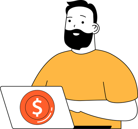 Man working on online money  Illustration
