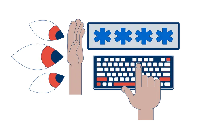 Man working on Password protection  Illustration