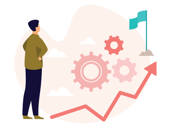 Man working on personal Development  Illustration