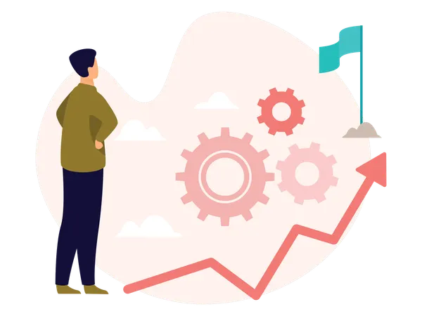 Man working on personal Development  Illustration