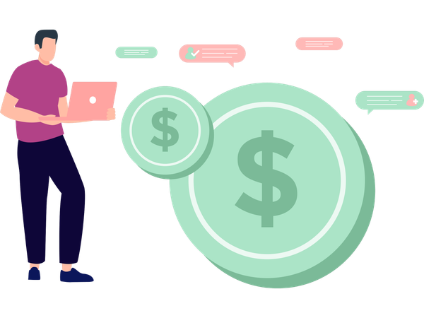 Man working on personal finance  Illustration