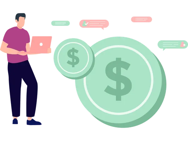 Man working on personal finance  Illustration