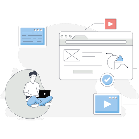 Man  working on pie chart  Illustration