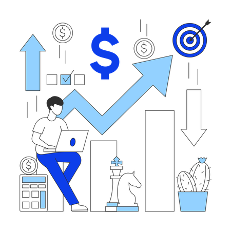 Man working on Pricing Strategy  Illustration