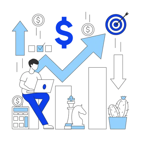 Man working on Pricing Strategy  Illustration