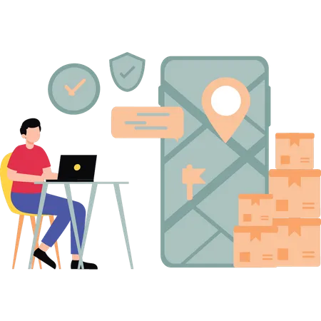 Man working on product delivery  Illustration