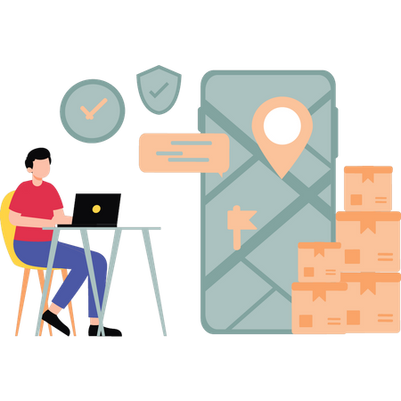 Man working on product delivery  Illustration